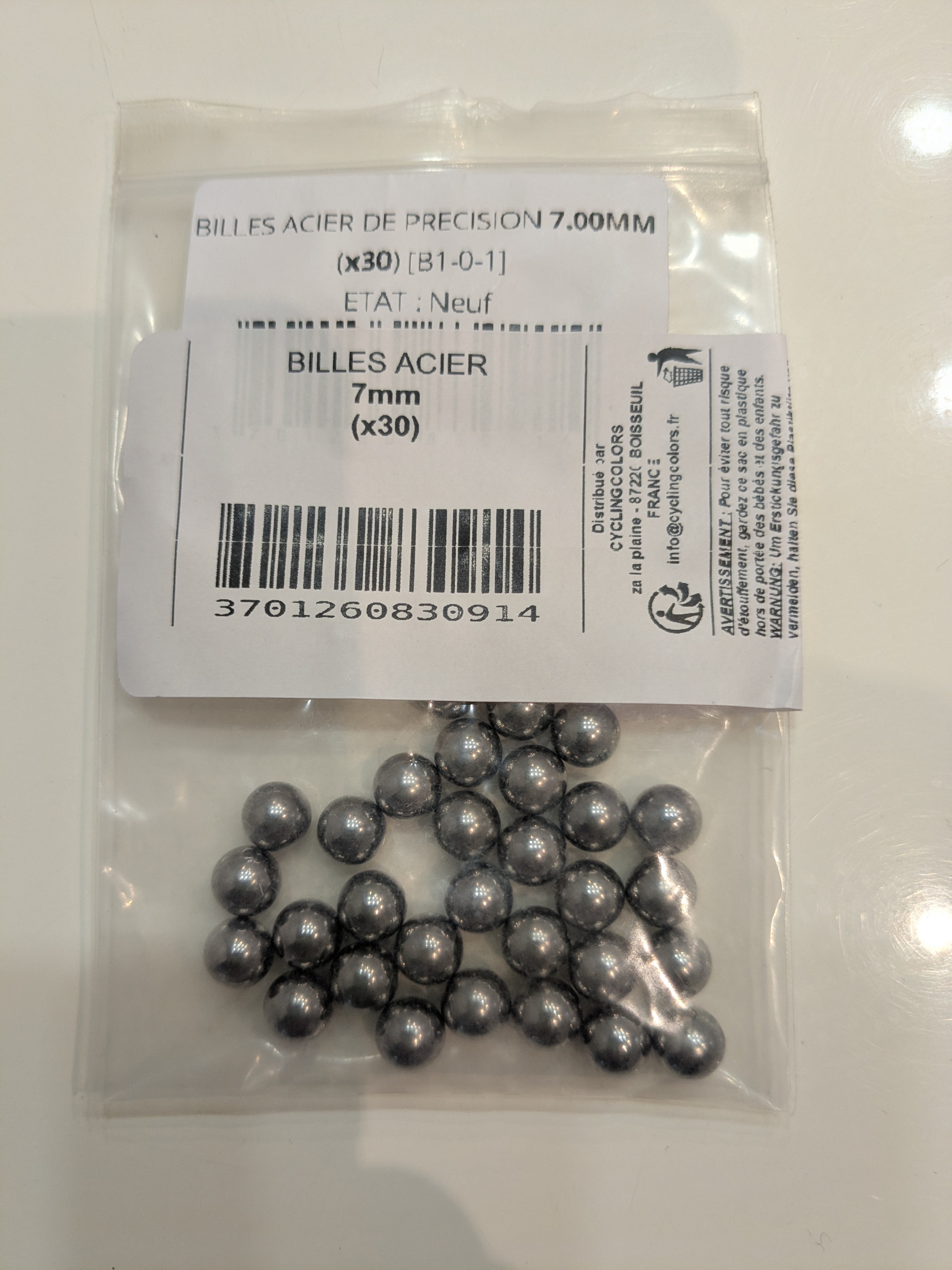 Billes 7mm pour colonne de direction